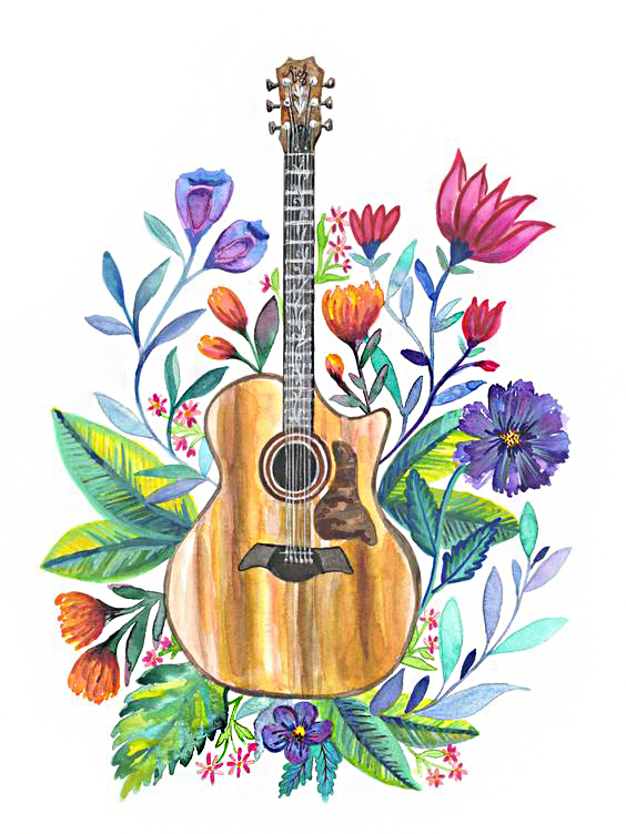 gitarre mit blumen (mg 525) gobelin stickbild stickpackung