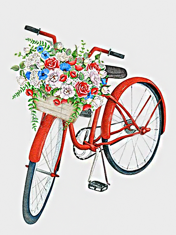 rotes fahrrad mit blumen (mg 527) gobelin stickbild stickpackung