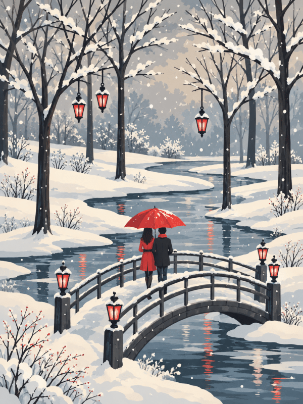 romantik im schneefall gobelin,stickbare gobelin,gobelin set,gobelinstickerei