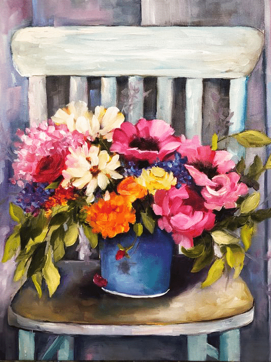 vintage blumen auf dem stuhl (mg 555) gobelin stickbild stickpackung
