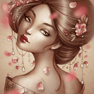 jahreszeiten serie geisha frühling (mg 564) gobelin stickbild stickpackung