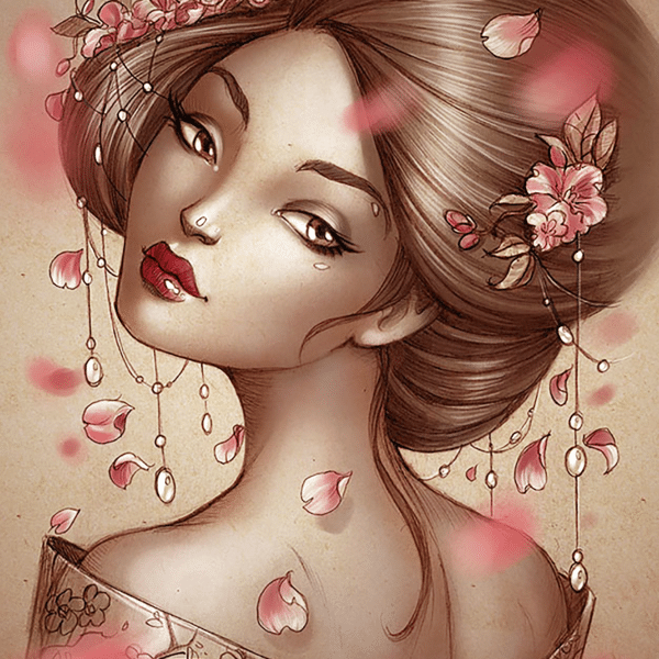 jahreszeiten serie geisha frühling (mg 564) gobelin stickbild stickpackung