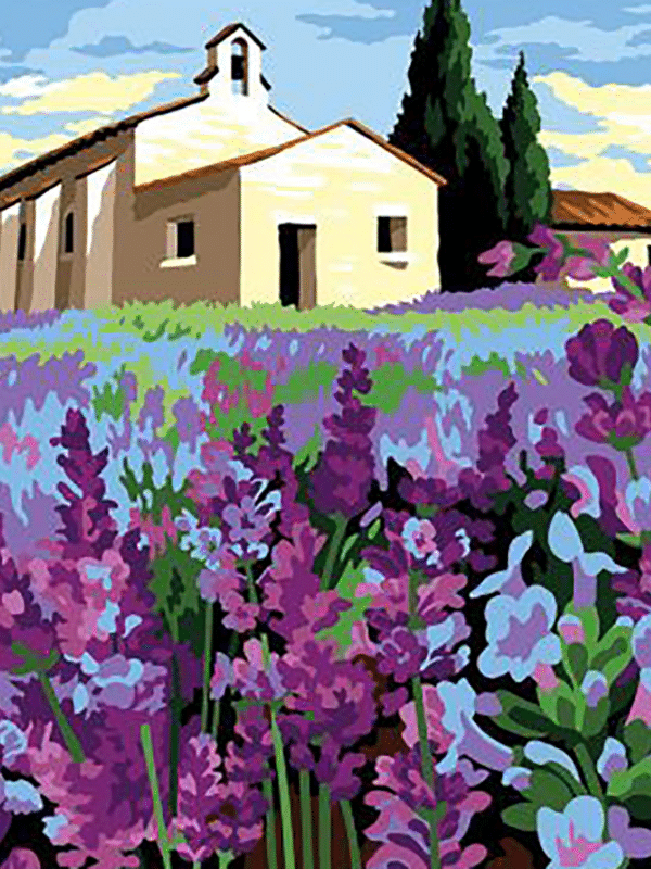 lavendellandschaft ii. (mg 612) gobelin stickbild stickpackung