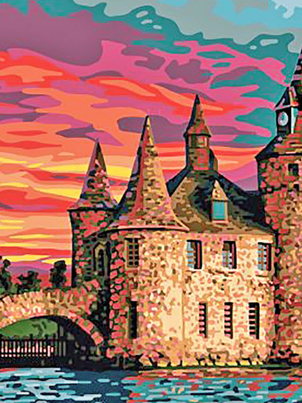 schloss bei sonnenuntergang (mg 615) gobelin stickbild stickpackung