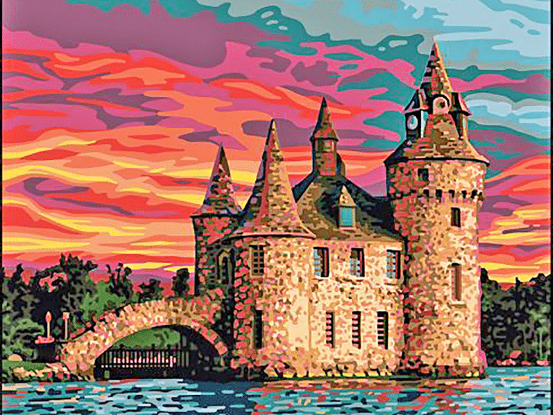schloss bei sonnenuntergang (mg 615) gobelin stickbild stickpackung