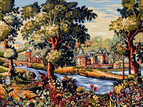 schloss im wald ii. (mg 628) gobelin stickbild stickpackung