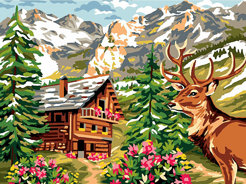 rehe in den alpen (mg 633) gobelin stickbild stickpackung