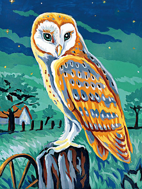 eule im feld (mg 653) gobelin stickbild stickpackung