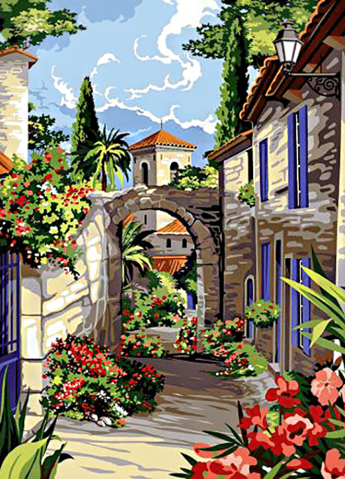 straße im mediterranen stil (mg 662) gobelin stickbild stickpackung