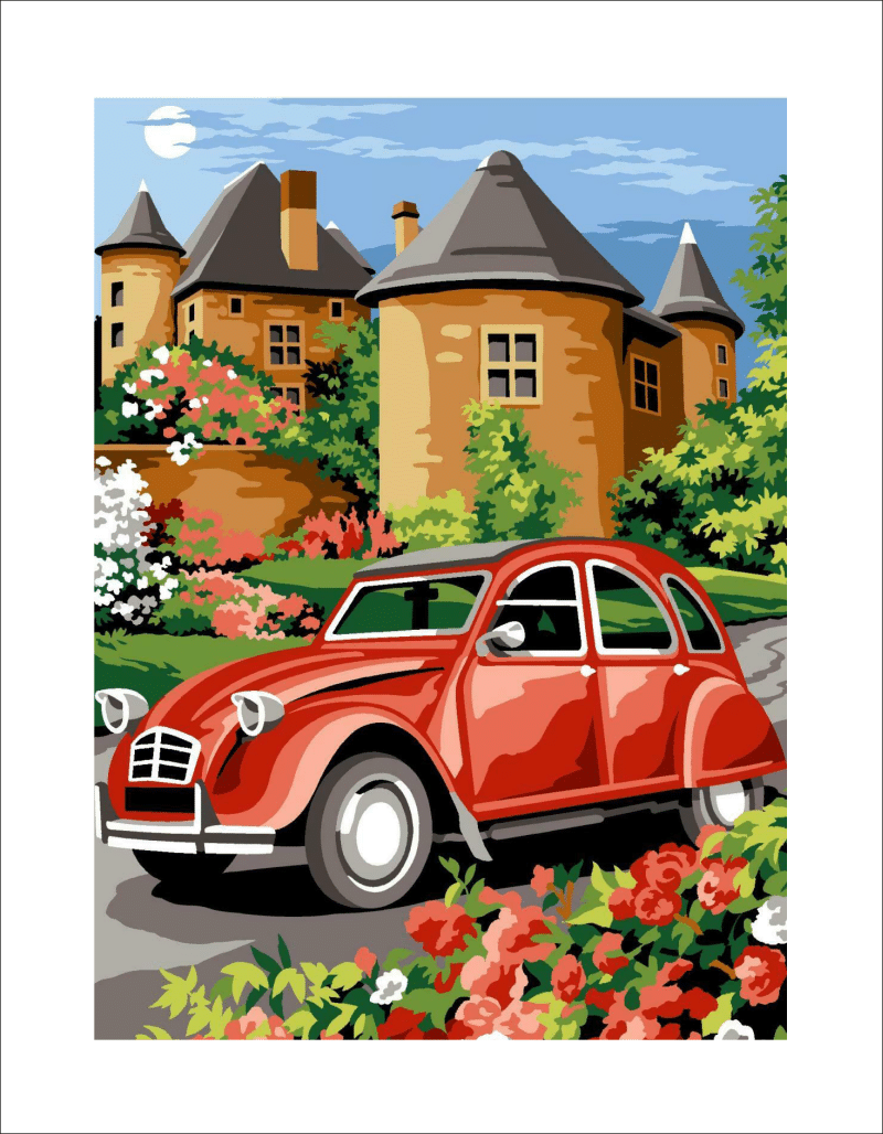 roter citroën (mg 667) gobelin stickbild stickpackung