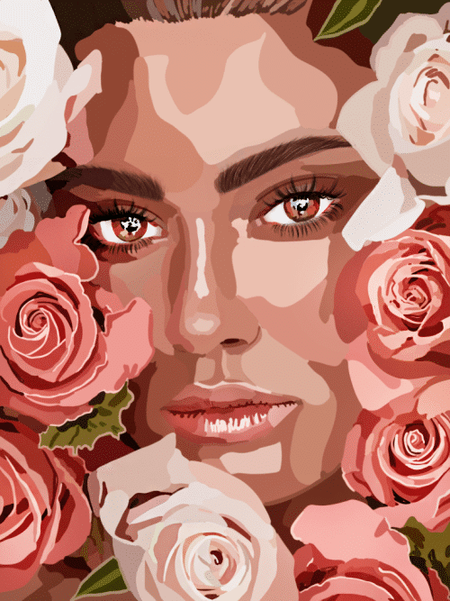 frau zwischen den rosen (mg 673) gobelin stickbild stickpackung