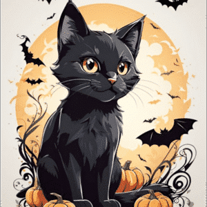 die halloween schwarze katze (mg 690) gobelin stickbild stickpackung
