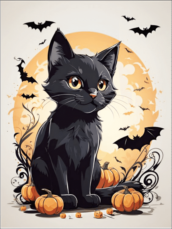 die halloween schwarze katze (mg 690) gobelin stickbild stickpackung