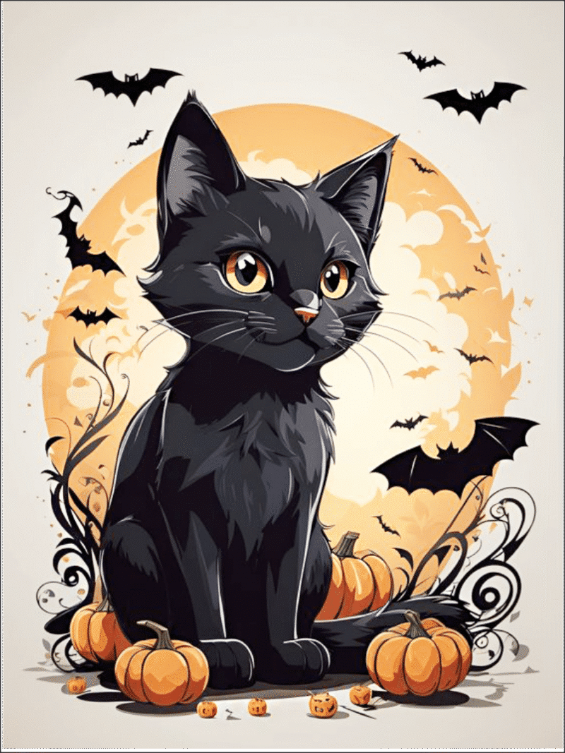 die halloween schwarze katze (mg 690) gobelin stickbild stickpackung