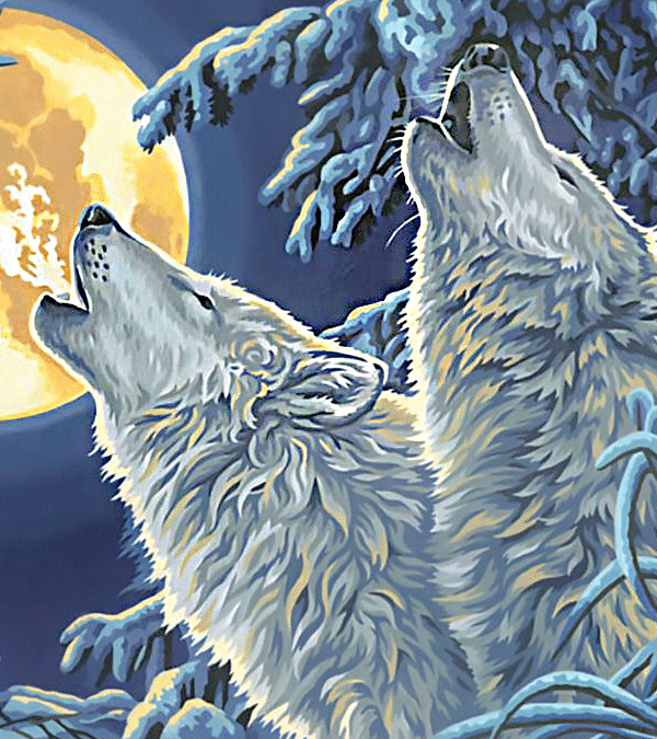 wölfe bei vollmond (mg 725) gobelin stickbild stickpackung