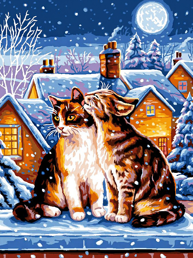 katzen im schnee (mg 733) gobelin stickbild stickpackung
