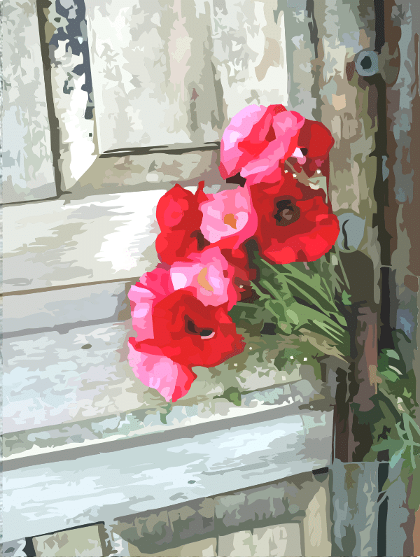 mohnblumen in der tür (mg 784) gobelin stickbild stickpackung