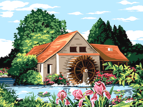 wassermühle (mg 808) gobelin stickbild stickpackung