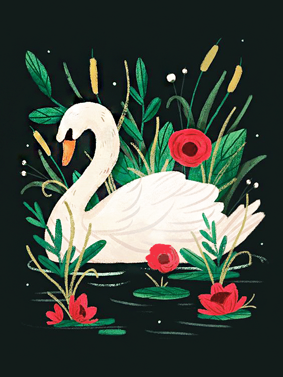 schwan mit blumen (mg 813) gobelin stickbild stickpackung