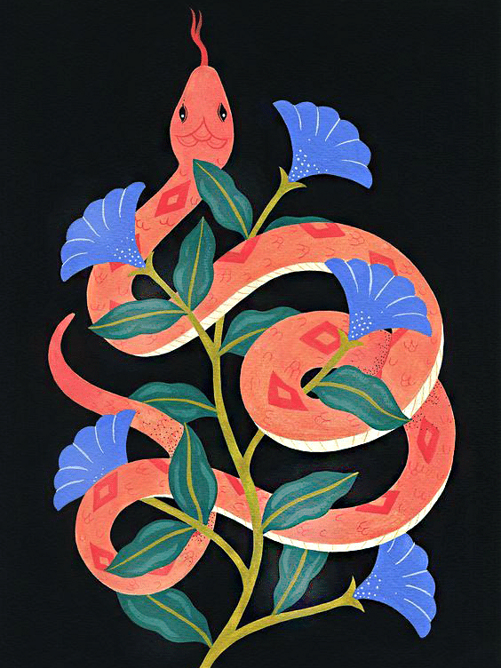schlange mit blumen (mg 814) gobelin stickbild stickpackung