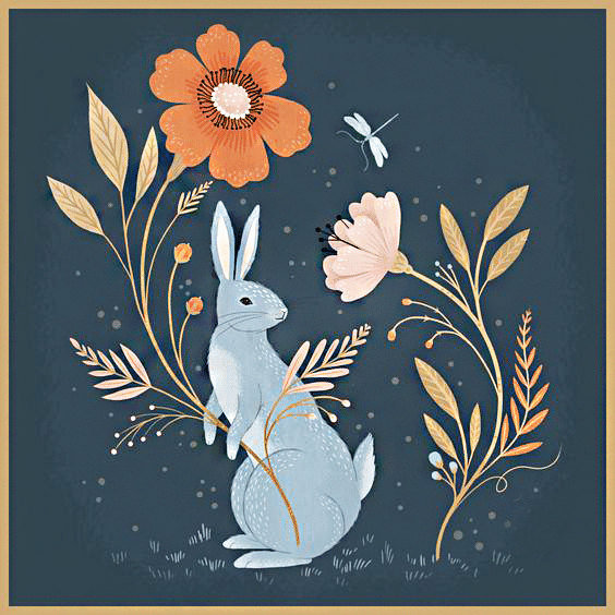 hase mit blumen (mg 829) gobelin stickbild stickpackung