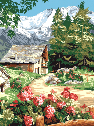 hütte in den bergen (mg 844) gobelin stickbild stickpackung