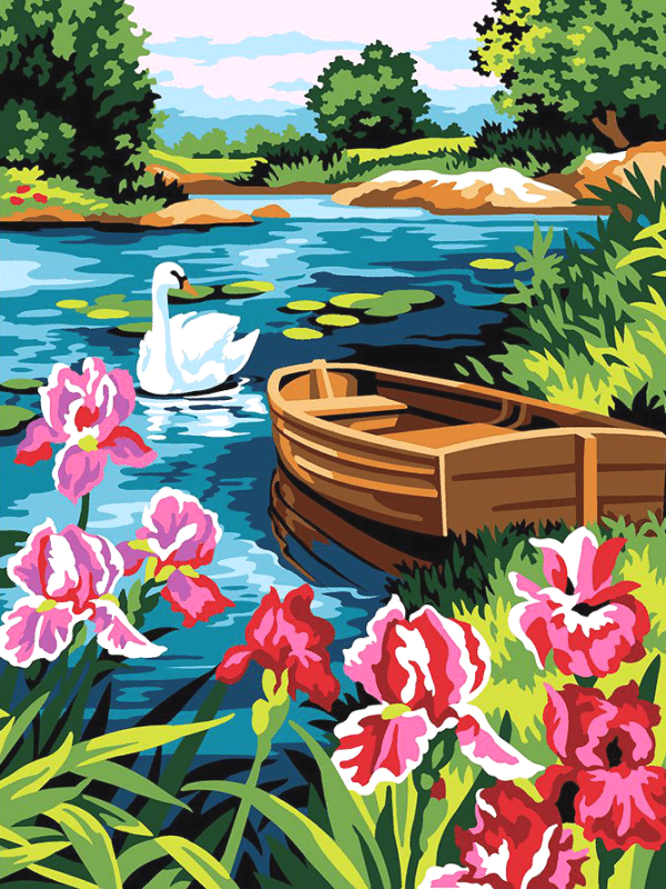 schwan auf dem see (mg 847) gobelin stickbild stickpackung