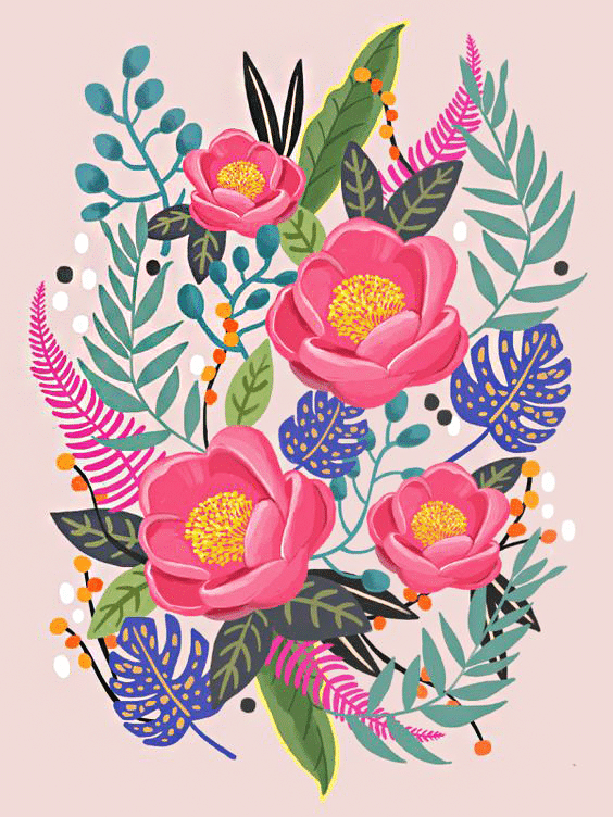 pinke blumen (mg 884) gobelin stickbild stickpackung