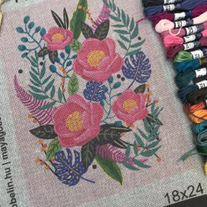 pinke blumen (mg 884) gobelin stickbild stickpackung