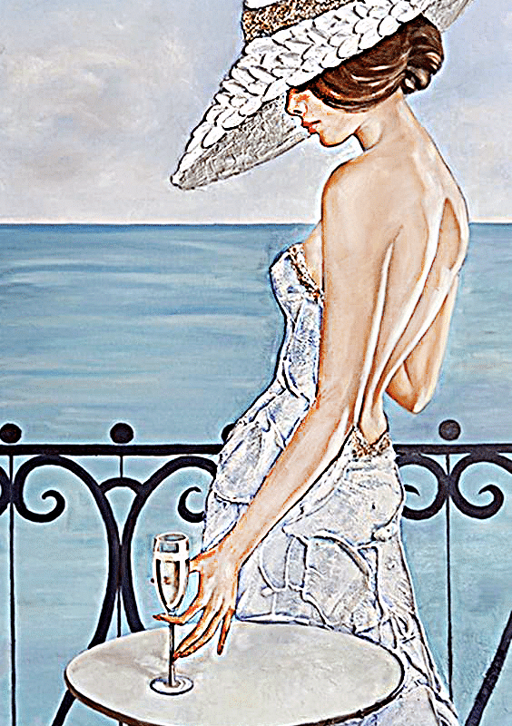 champagner und der strand (mg 922) gobelin stickbild stickpackung