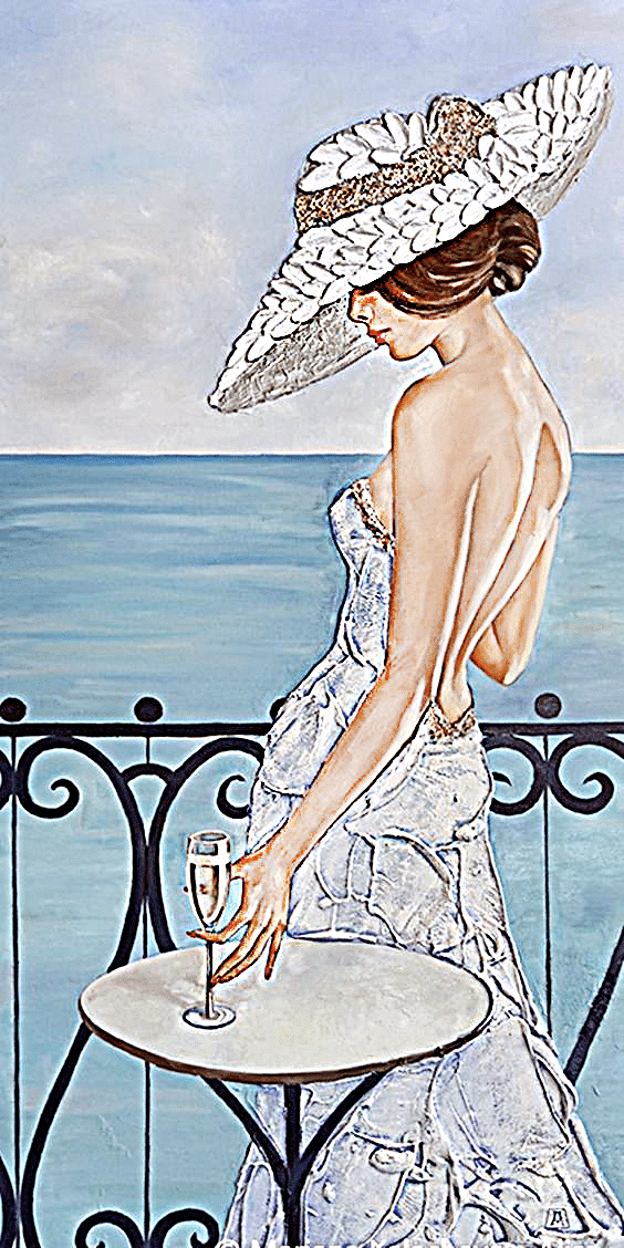 champagner und der strand (mg 922) gobelin stickbild stickpackung