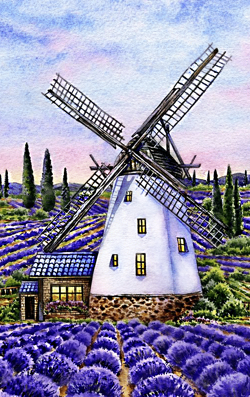 windmühle und lavendel (mg 931) gobelin stickbild stickpackung