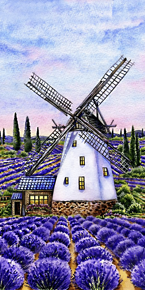 windmühle und lavendel (mg 931) gobelin stickbild stickpackung