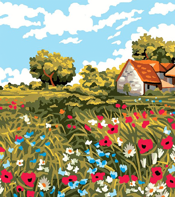 frühling im dorf (mg 960) gobelin stickbild stickpackung