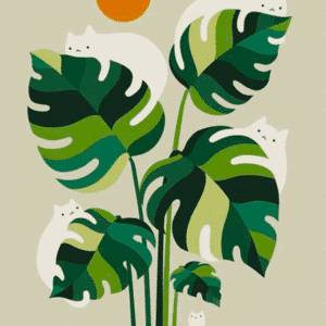 minimalistische katzen auf der monstera (mg 1024) gobelin stickbild stickpackung