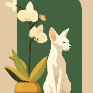 minimalistische katze mit orchidee (mg 1023) gobelin stickbild stickpackung