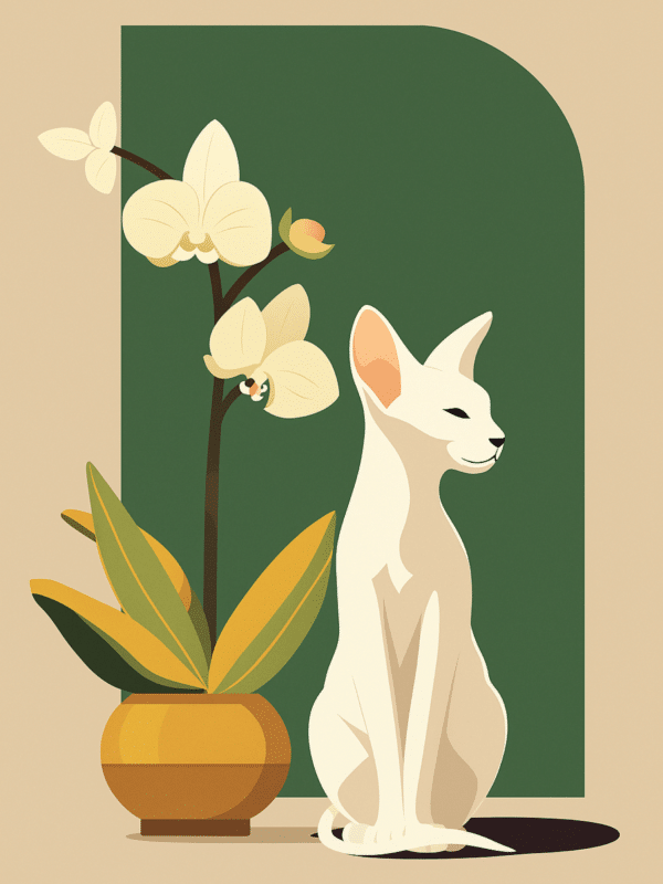 minimalistische katze mit orchidee (mg 1023) gobelin stickbild stickpackung