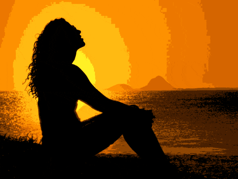 dame bei sonnenuntergang (ta 004) gobelin stickbild stickpackung