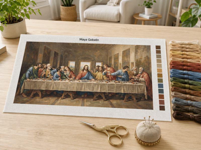 das abendmahl (gemälde von da vinci) – stickbarer gobelin (mg 090)